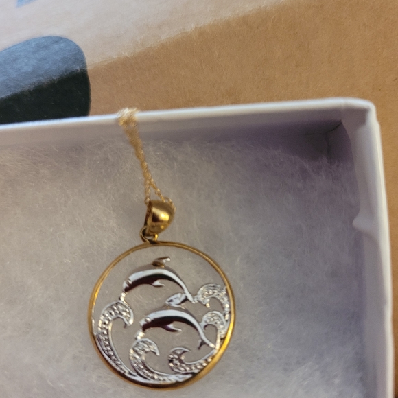18kt silver/gold dolphin necklace - Picture 2 of 3